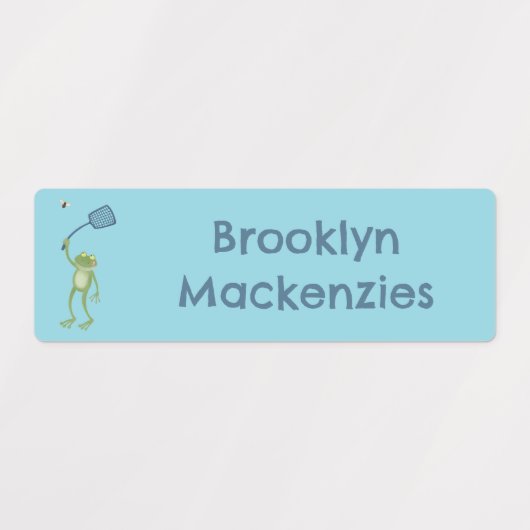 Grappige groene kikker swatting vlieg cartoon gepe labels (Design 2)