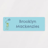 Grappige groene kikker swatting vlieg cartoon gepe labels (Design 1)