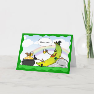 Grappige groene Leprechaun Banana St Patrick's Day Feestdagen Kaart