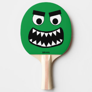 Grappige groene monster kind tafeltennis tafeltennisbatje