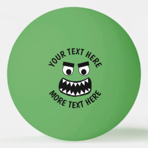 Grappige groene monster tanden aangepaste tafel te pingpongbal