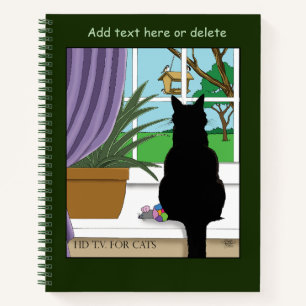 Grappige Groene Nieuwsgierige Zwarte Kat Raam  Notitieboek