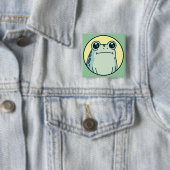 Grappige Groene Onbewogen Kikker Pad Vierkante Button 5,1 Cm (In situ)
