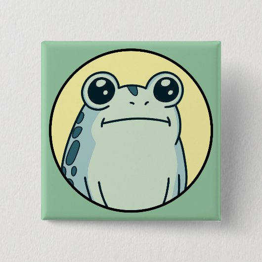 Grappige Groene Onbewogen Kikker Pad Vierkante Button 5,1 Cm (Voorkant)