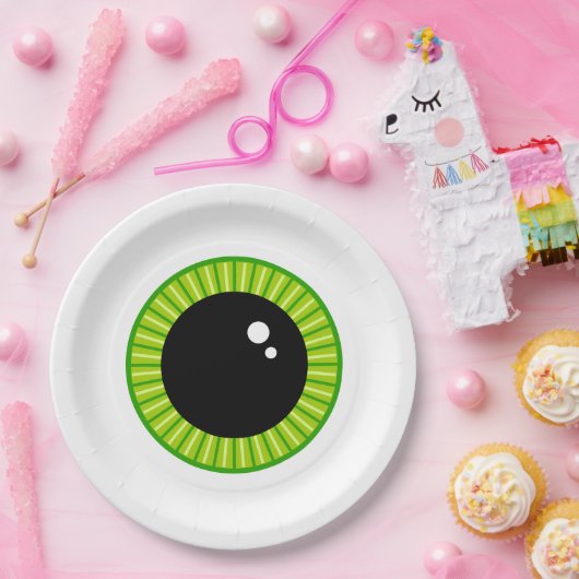 Grappige Groene Oogbal Papieren Bordje (Feest)