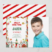 Grappige Groene & Rode Elf Verjaardagsfeestfoto