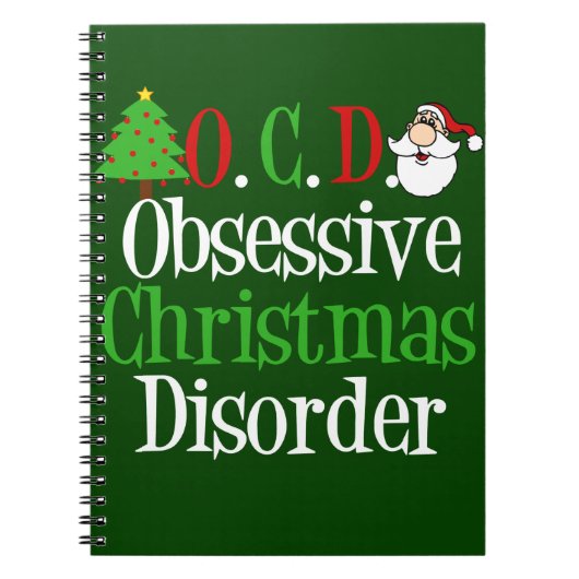 Grappige Groene Rode Kerst Verslaafd Notitieboek (Voorkant)