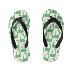 Grappige groene slang met maraca-cartoon kinder teenslippers