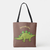 Grappige groene stegosaurus dinosaurus cartoon tote bag (Achterkant)