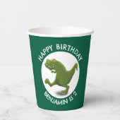 Grappige groene t rex dinosaurus cartoon gepersona papieren bekers (Achterkant)