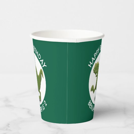 Grappige groene t rex dinosaurus cartoon gepersona papieren bekers (Rechts)