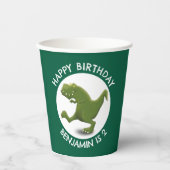 Grappige groene t rex dinosaurus cartoon gepersona papieren bekers (Voorkant)