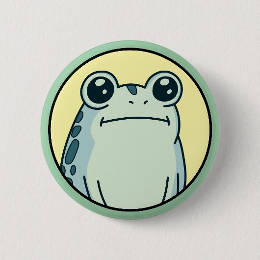 Grappige Groene Uitgestreken Kikker Pad Ronde Button 5,7 Cm (Voorkant)