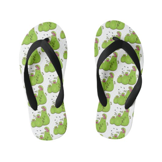 Grappige groene vleesetende pitcher plants cartoon kinder teenslippers (Voetbed)