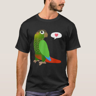 Grappige Groene Wang Conure Met Hart Shirt Papegaa