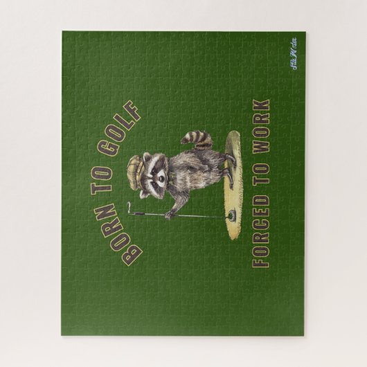 Grappige groene wasbeer golf legpuzzel (Verticaal)