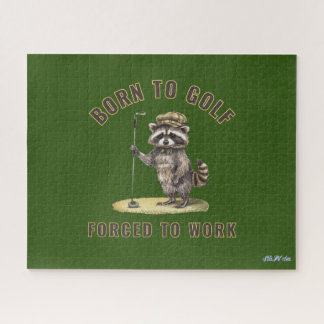 Grappige groene wasbeer golf legpuzzel