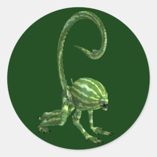 Grappige Groene Watermeloen Monster Ronde Sticker