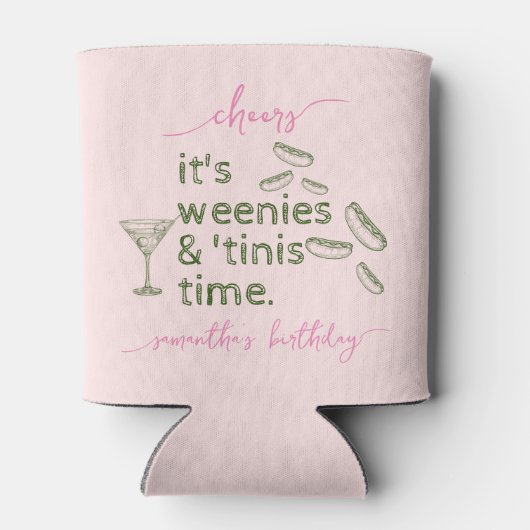 Grappige Groene Weenies & Tinis Martini Verjaardag Blikjeskoeler (Achterkant)