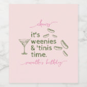 Grappige Groene Weenies & Tinis Martini Verjaardag Wijn Etiket (Enkel label)