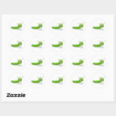 grappige groene worm ronde sticker (Vel)