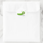 grappige groene worm ronde sticker (Tas)