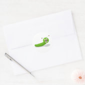 grappige groene worm ronde sticker (Envelop)