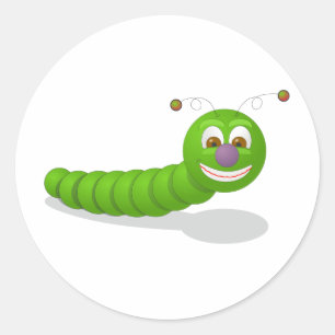 grappige groene worm ronde sticker