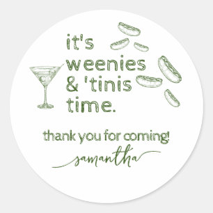 Grappige Groene Würstjes & Tinis Martini Verjaarda Ronde Sticker
