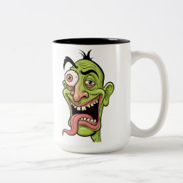 Grappige Groene Zombie Cartoon Koffie Mok – Quirky