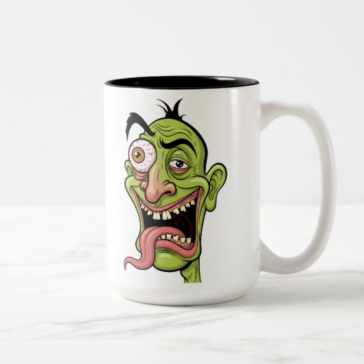 Grappige Groene Zombie Cartoon Koffie Mok – Quirky (Rechts)