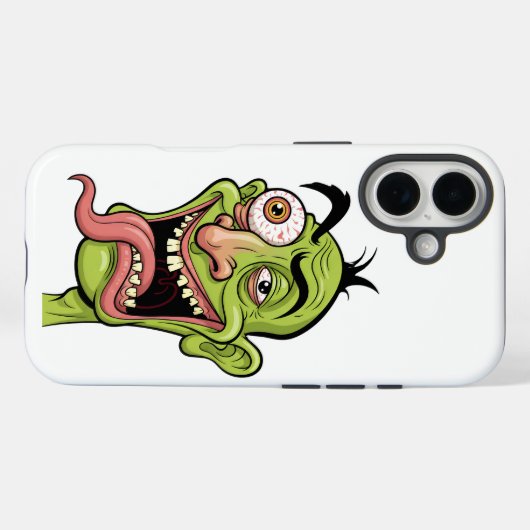 Grappige groene Zombie Karikatuur iPhone Case (Achterkant (horizontaal))