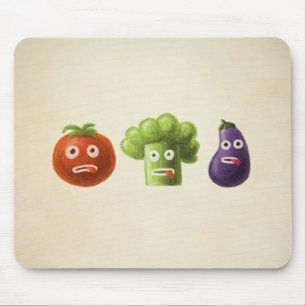 Grappige groenten: Broccoli Tomaat Aubergine Muismat