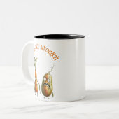 Grappige groenten Halloween Tweekleurige Koffiemok (Voorkant links)