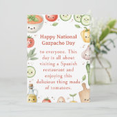 grappige groenten Nationale Gazpacho Dag Bedankkaart (Staand voorkant)