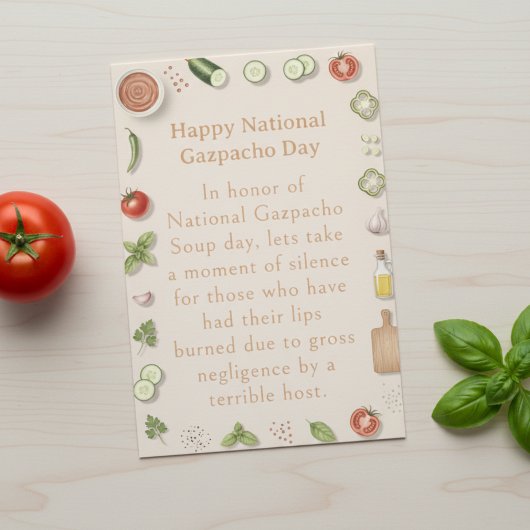 grappige groenten Nationale Gazpacho Dag Bedankkaart