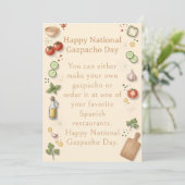 grappige groenten Nationale Gazpacho Dag Bedankkaart (Staand voorkant)