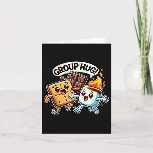 Grappige Groep Knuffel Marshmellow Smores Outdoor Kaart (Voorkant)