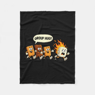 Grappige groepsknuffel marshmallow kampvuur smores fleece deken
