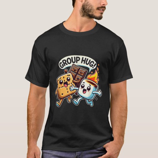 Grappige Groepsknuffel Marshmallow Smores Buiten K T-shirt (Voorkant)