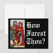 Grappige groet hoe ver je middeleeuwse kostuums briefkaart (Voorkant / Achterkant)