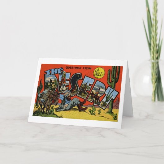 Grappige Groeten Uit De Woestijn Vintage Kaart (Voorkant)