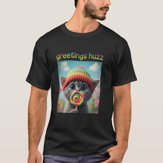 Grappige groetjes huzz, Retro alpha slang meme Voo T-shirt (Voorkant)