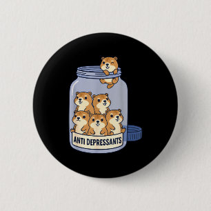 Grappige Grond Eekhoorn Anti Depressivum Pot Diere Ronde Button 5,7 Cm