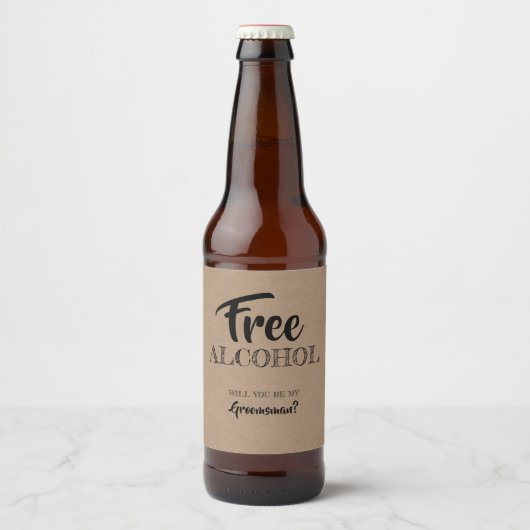 Grappige Groomsman voorstel Bier Etiket (Voorkant)