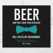 Grappige Groomsman voorstel gepersonaliseerd bier Bier Etiket (Enkel label)