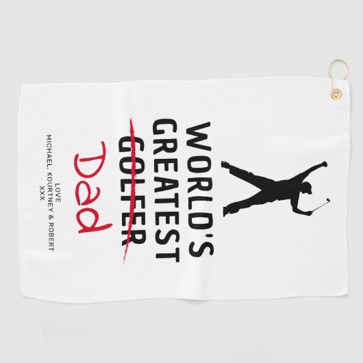 Grappige Grootste Golfer Custom Foto Vaderdag Golfhanddoek (Horizontaal)