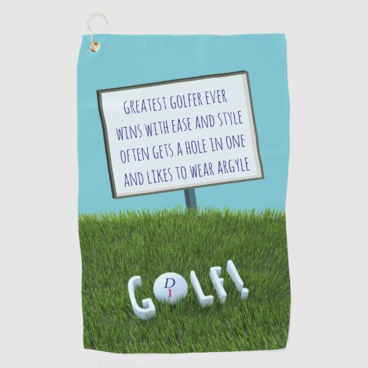 Grappige grootste golfer ooit gedicht monogram golfhanddoek (Voorkant)