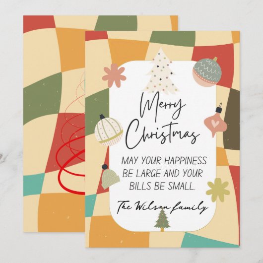 Grappige groovy kerst feestdagenkaart (Voorkant / Achterkant)