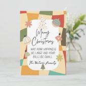 Grappige groovy kerst feestdagenkaart (Staand voorkant)